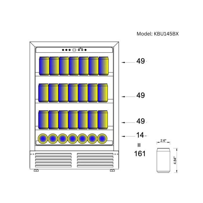 KingsBottle 145L Low-E Glass Bar Fridge