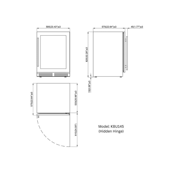 KingsBottle 145L Low-E Glass Bar Fridge