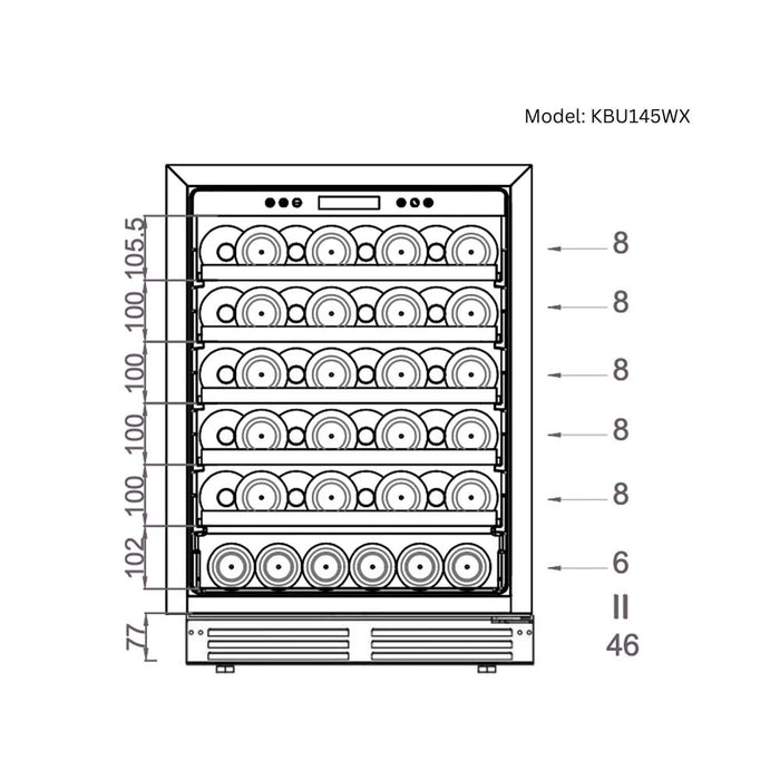 KingsBottle 145L Single Zone Wine Fridge