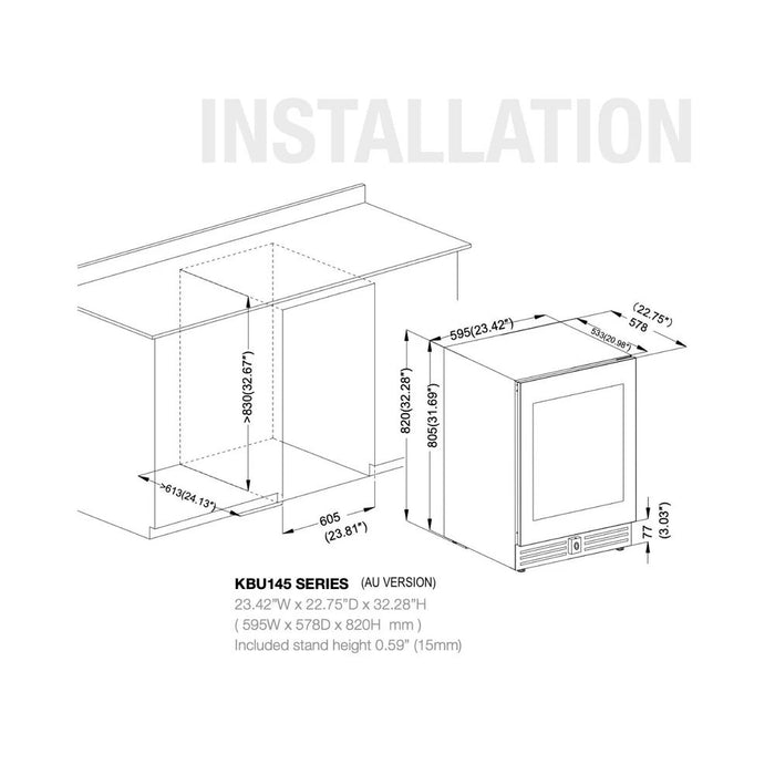 KingsBottle 145L Single Zone Wine Fridge
