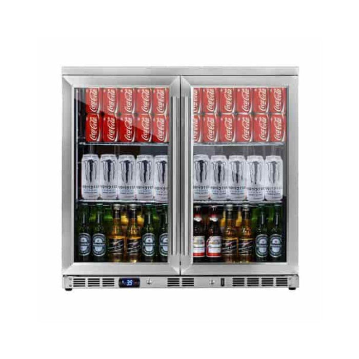 KingsBottle 210L Heated Low-E Glass Two Door Bar Fridge