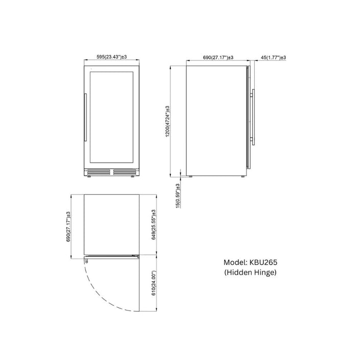 KingsBottle 265L Low-E Glass Bar Fridge