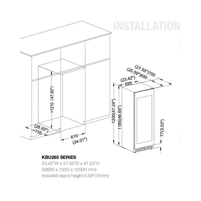 KingsBottle 265L Low-E Glass Bar Fridge