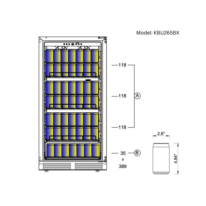 KingsBottle 265L Low-E Glass Bar Fridge