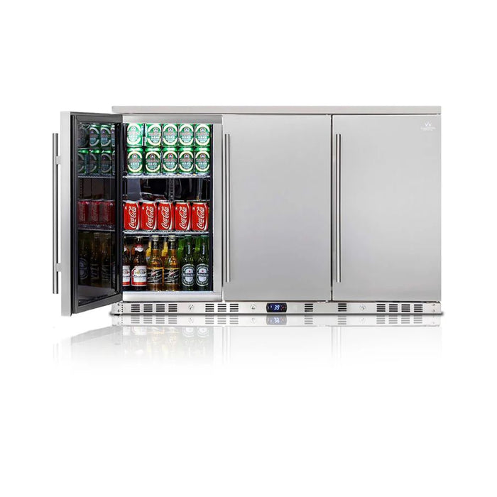 KingsBottle 315L Stainless Steel Three Door Bar Fridge
