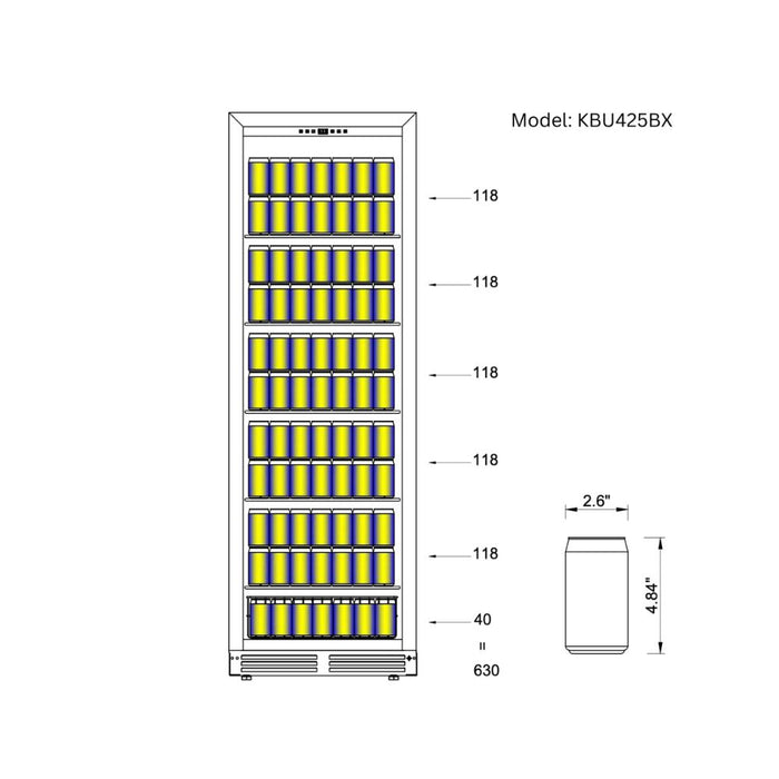 KingsBottle 425L Low-E Glass Bar Fridge