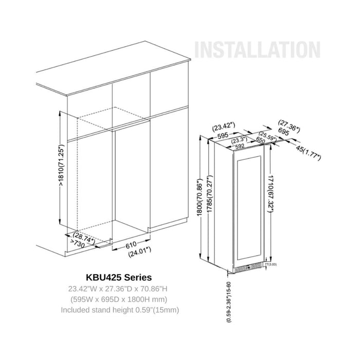 KingsBottle 425L Low-E Glass Bar Fridge