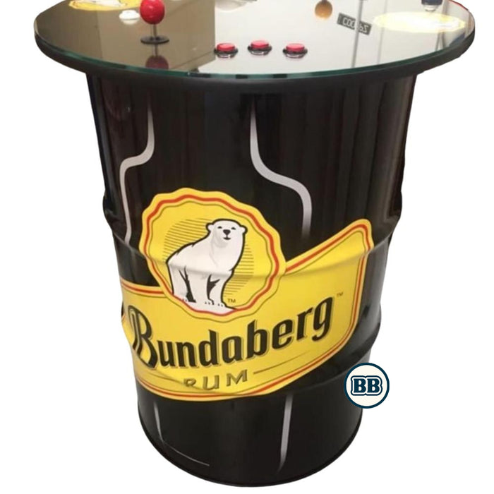 Bundaberg Rum Custom Made Tabletop Drum Arcade Machine with Logo and controllers