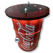 Coca Cola Custom Made Tabletop Drum Arcade Machine with logo on drum and closeup of the controllers 