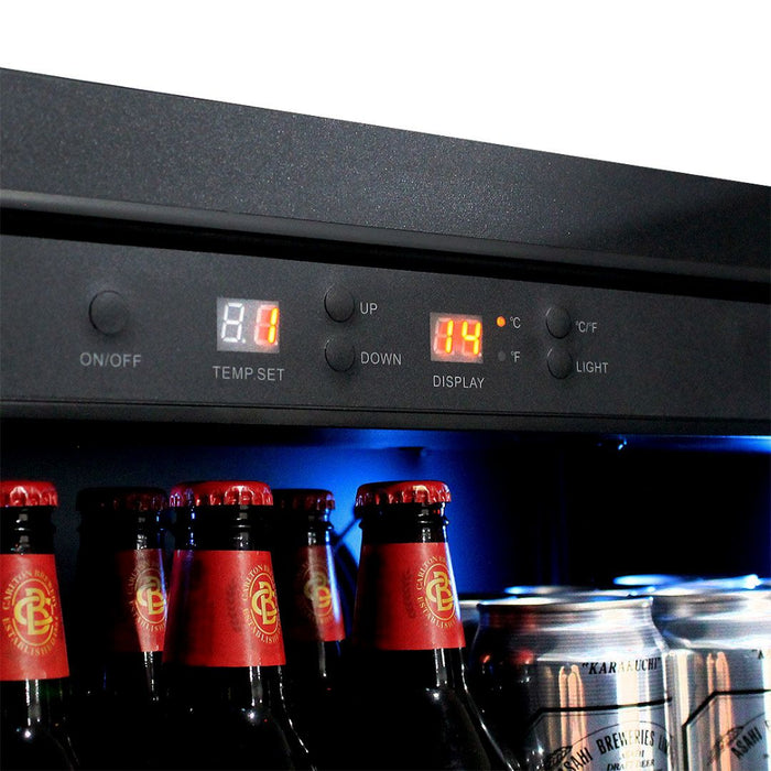 Schmick 209L Quiet Slimline Triple Glazed Beer Fridge With 5 Colour LEDs In Black